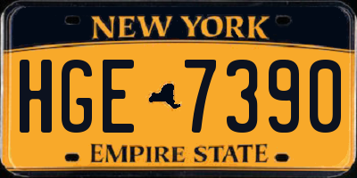 NY license plate HGE7390