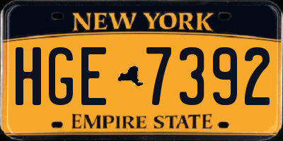 NY license plate HGE7392