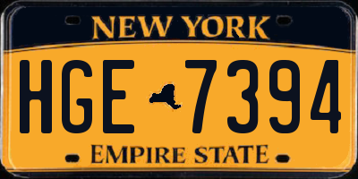 NY license plate HGE7394