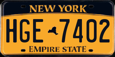 NY license plate HGE7402