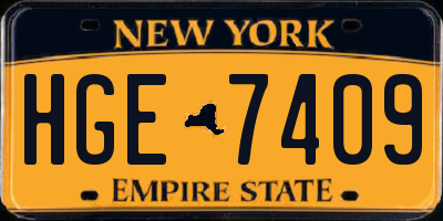 NY license plate HGE7409