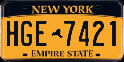 NY license plate HGE7421