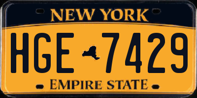 NY license plate HGE7429