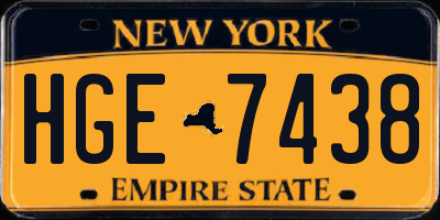 NY license plate HGE7438