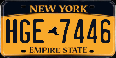 NY license plate HGE7446