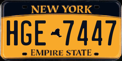 NY license plate HGE7447