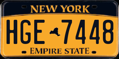 NY license plate HGE7448