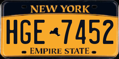 NY license plate HGE7452