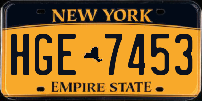 NY license plate HGE7453