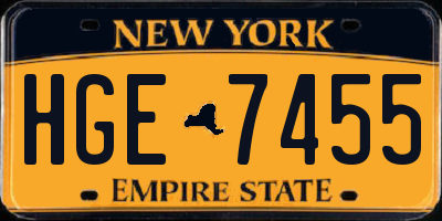 NY license plate HGE7455