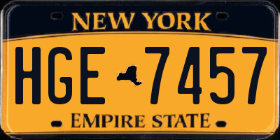 NY license plate HGE7457