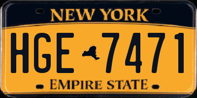 NY license plate HGE7471