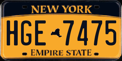 NY license plate HGE7475