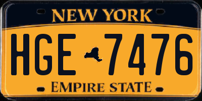 NY license plate HGE7476