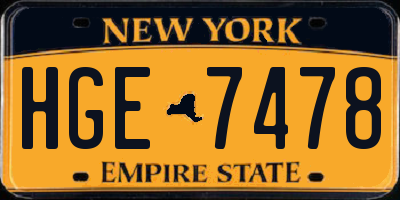 NY license plate HGE7478