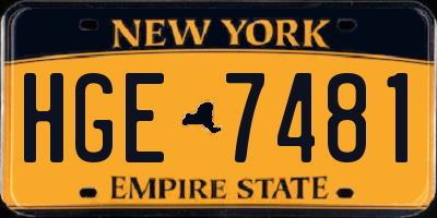 NY license plate HGE7481