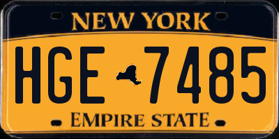 NY license plate HGE7485