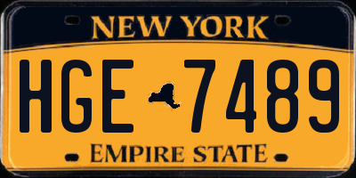 NY license plate HGE7489
