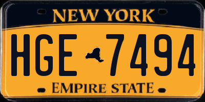 NY license plate HGE7494