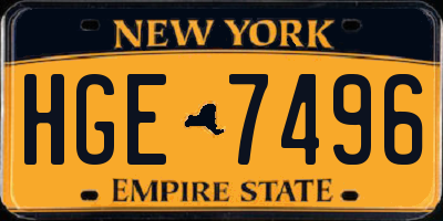 NY license plate HGE7496