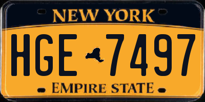 NY license plate HGE7497