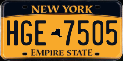 NY license plate HGE7505