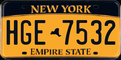 NY license plate HGE7532
