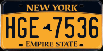 NY license plate HGE7536