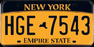 NY license plate HGE7543