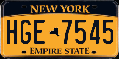 NY license plate HGE7545