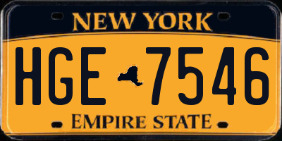 NY license plate HGE7546