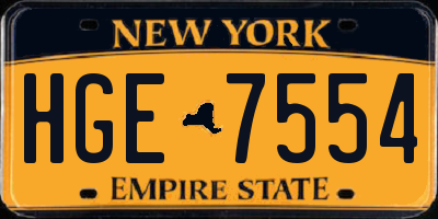 NY license plate HGE7554