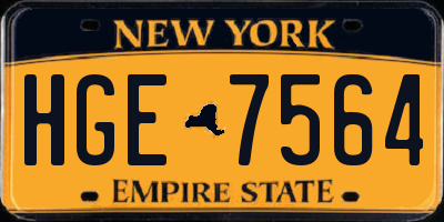 NY license plate HGE7564