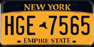 NY license plate HGE7565