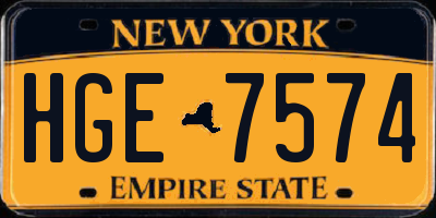 NY license plate HGE7574