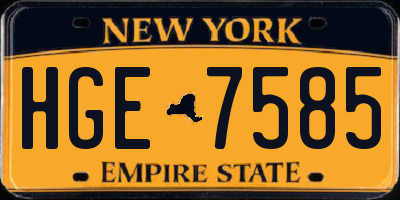NY license plate HGE7585