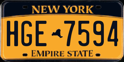 NY license plate HGE7594