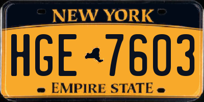 NY license plate HGE7603