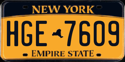 NY license plate HGE7609