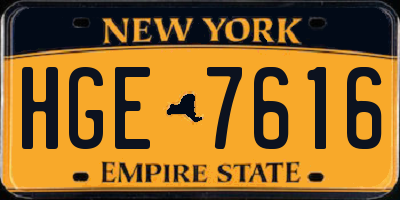 NY license plate HGE7616