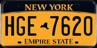NY license plate HGE7620