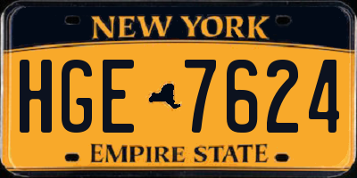 NY license plate HGE7624