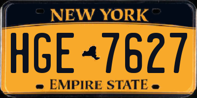 NY license plate HGE7627