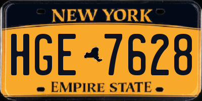 NY license plate HGE7628