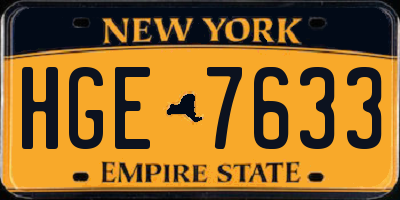 NY license plate HGE7633