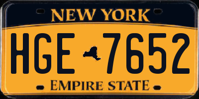 NY license plate HGE7652