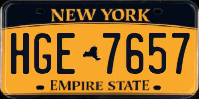 NY license plate HGE7657