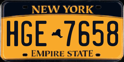 NY license plate HGE7658