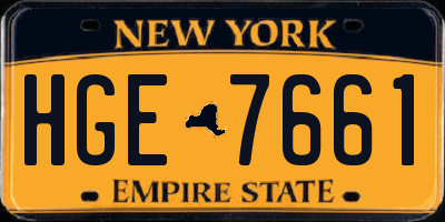 NY license plate HGE7661