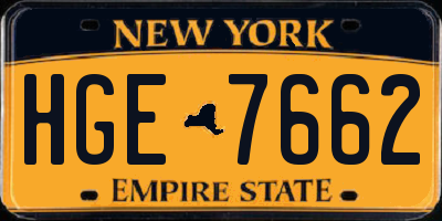 NY license plate HGE7662
